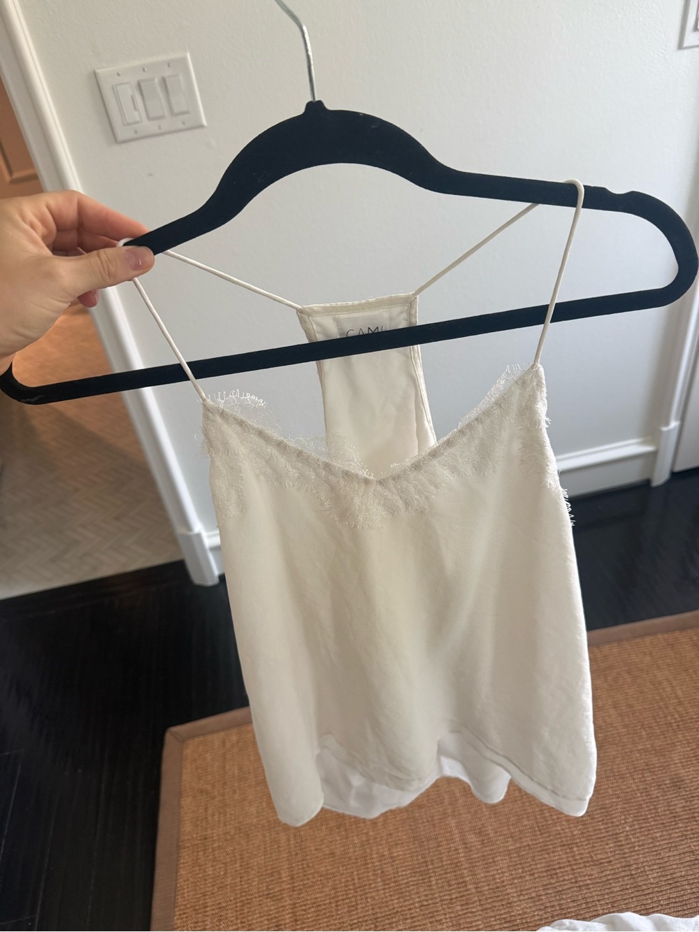 Cami NYC Cream Silk Lace-Trim Camisole
